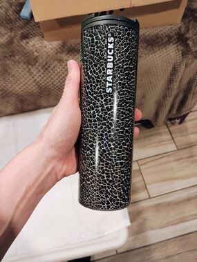 Starbucks Black and White Crackle Travel Tumbler
